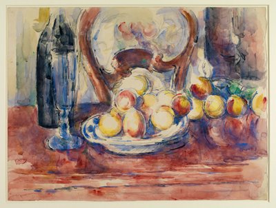 Still Life with Apples, Bottle and Chairback by Paul Cézanne